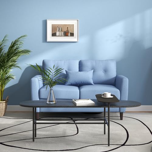 Light Blue Tufted 2-Seater Loveseat Sofa