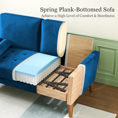 Vesgantti Blue Velvet 2-Seater Sofa Couch