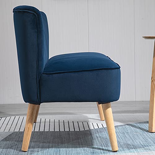 Modern Blue Velvet Armless 2-Seater Sofa