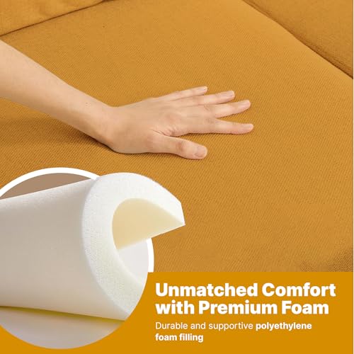 Elegant Mustard Yellow Velvet 2-Seater Sofa
