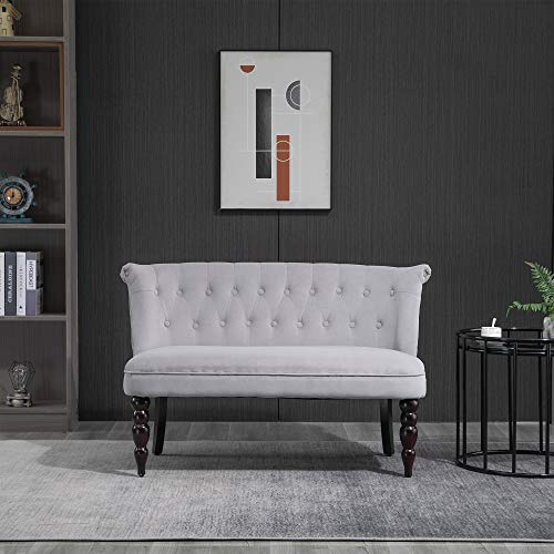 Vintage 2-Seat Sofa Lounger with Wood Frame