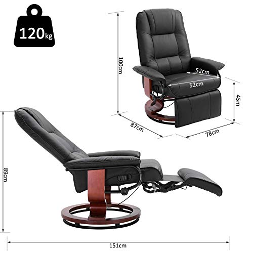 HOMCOM Faux Leather Recliner Chair - Black