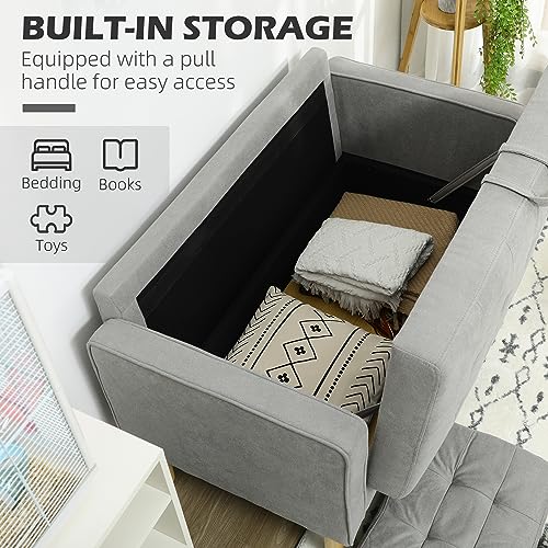 Modern 2-Seater Light Grey Sofa with Storage