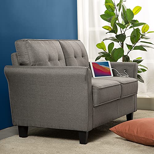 Zinus Sayan Mid-Century Loveseat with USB Ports
