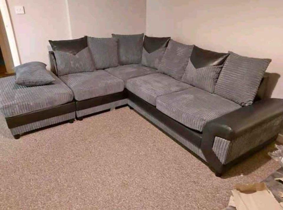Luxurious Grey Left-Hand Corner Sofa
