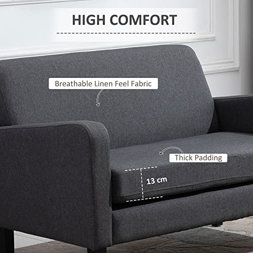 Modern Dark Grey 2-Seat Upholstered Loveseat