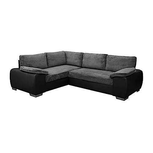 Enzo Corner Sofa Bed with Storage - Grey/Black