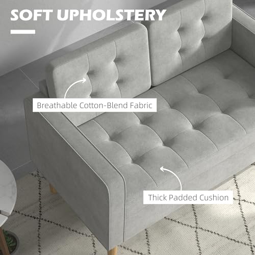 Modern 2-Seater Light Grey Sofa with Storage