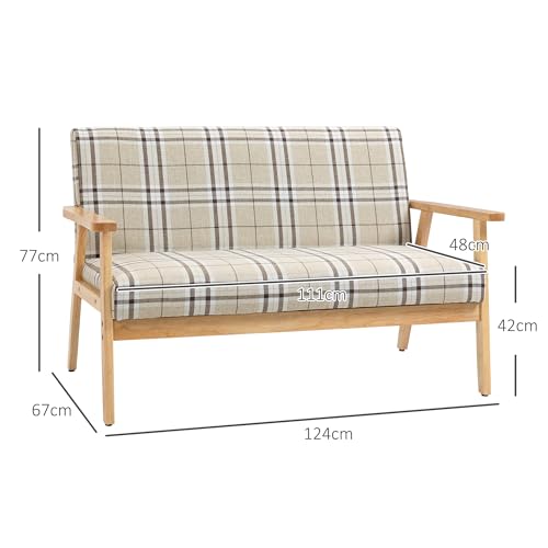 HOMCOM Modern Beige Two-Seater Lattice Sofa
