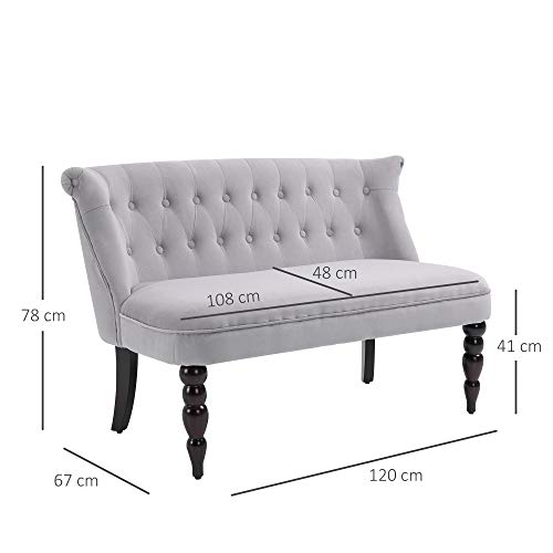 Vintage 2-Seat Sofa Lounger with Wood Frame