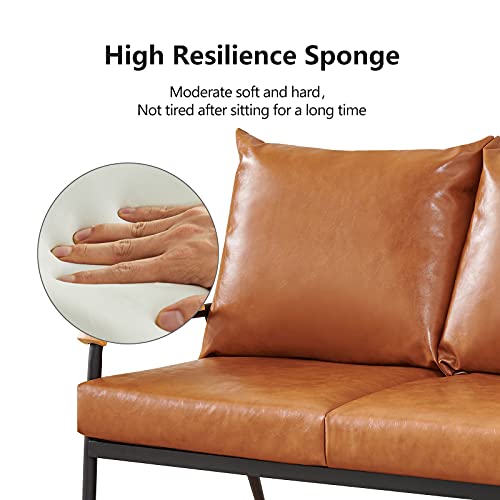 Light Brown PU Leather 2 Seater Sofa Couch