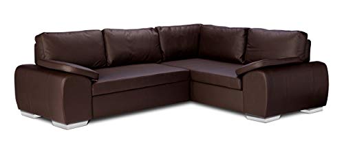 Enzo Corner Sofa Bed with Storage - Brown