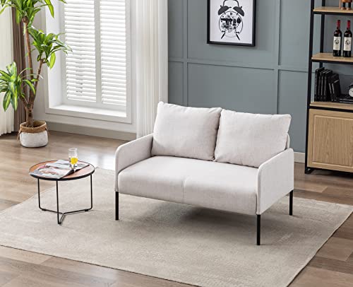 Beige Compact Modern 2-Seater Loveseat Sofa