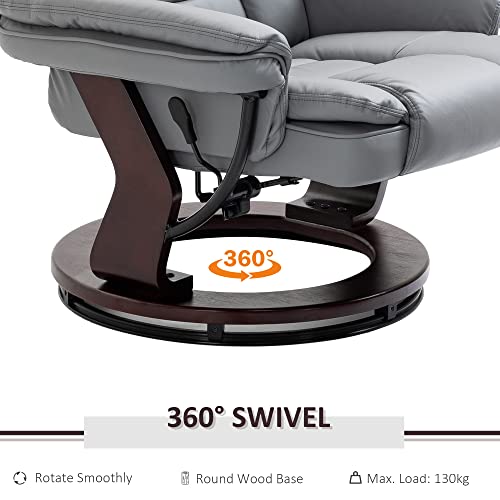 Grey PU Leather Recliner with Swivel Base