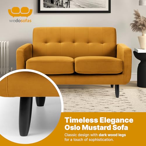 Elegant Mustard Yellow Velvet 2-Seater Sofa