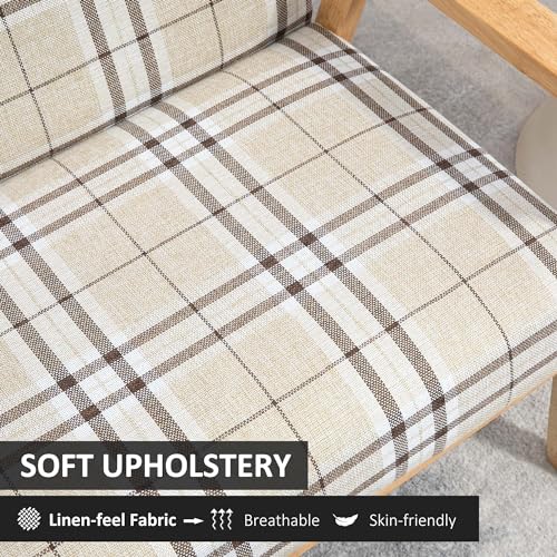 HOMCOM Modern Beige Two-Seater Lattice Sofa