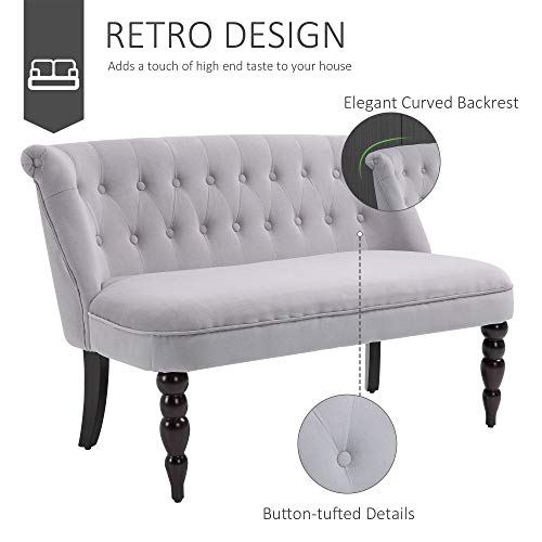 Vintage 2-Seat Sofa Lounger with Wood Frame