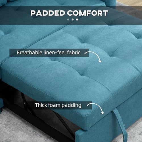 Modern 2-Seater Convertible Sofa Bed with Cushions