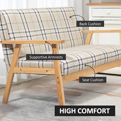 HOMCOM Modern Beige Two-Seater Lattice Sofa