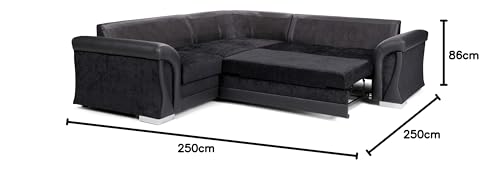 Sally Corner Sofa Bed with Storage - Black