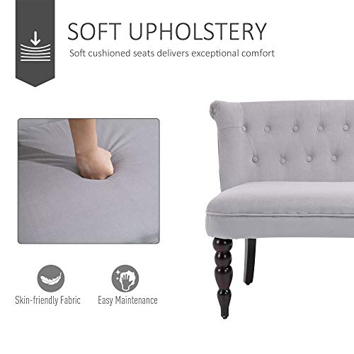 Vintage 2-Seat Sofa Lounger with Wood Frame