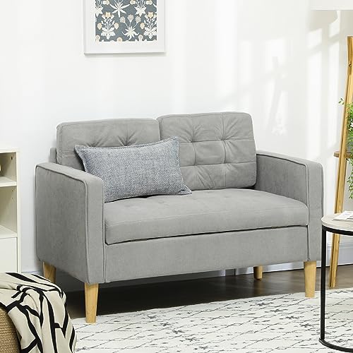 Modern 2-Seater Light Grey Sofa with Storage