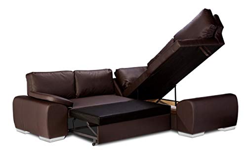 Enzo Corner Sofa Bed with Storage - Brown