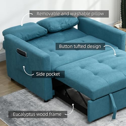 Modern 2-Seater Convertible Sofa Bed with Cushions