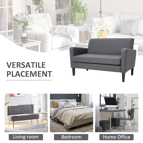 Modern Dark Grey 2-Seat Upholstered Loveseat
