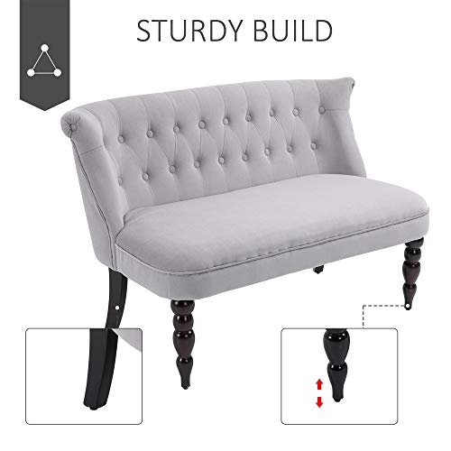 Vintage 2-Seat Sofa Lounger with Wood Frame