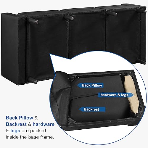 Modern Black 3-Seater Fabric Sofa Couch