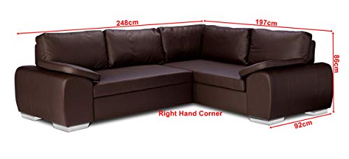 Enzo Corner Sofa Bed with Storage - Brown