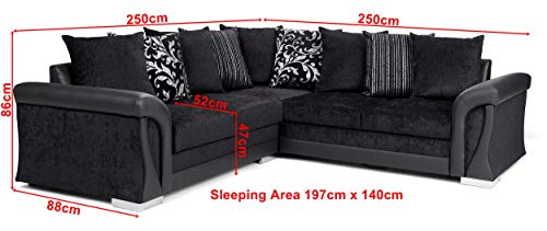 Sally Corner Sofa Bed with Storage - Black
