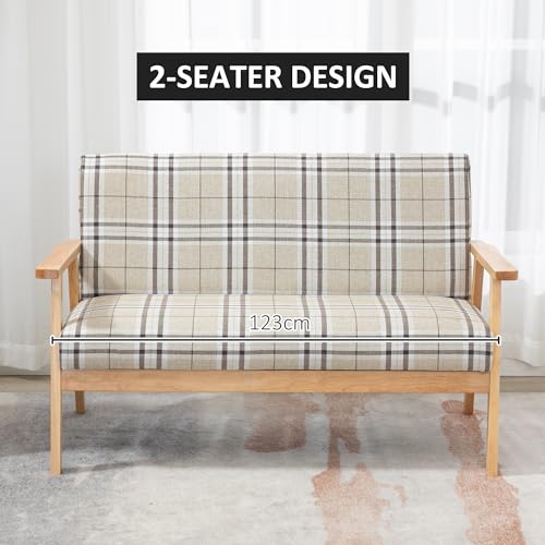 HOMCOM Modern Beige Two-Seater Lattice Sofa