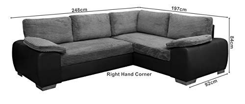 Enzo Corner Sofa Bed with Storage - Grey/Black