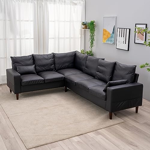 Panana Large 6-Seater Faux Leather Sectional Sofa
