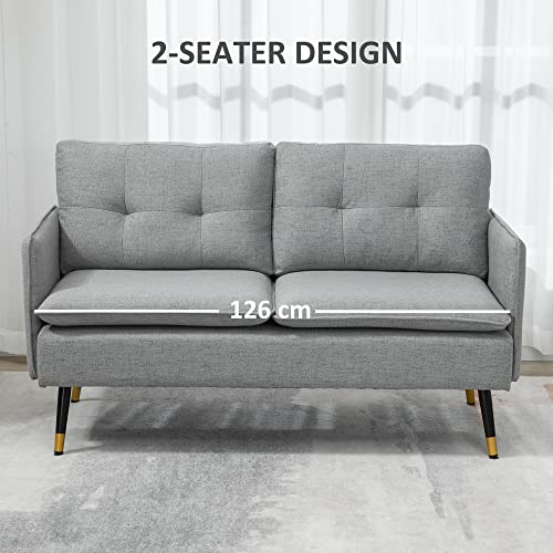 Modern Grey Button-Tufted Two-Seater Loveseat Sofa