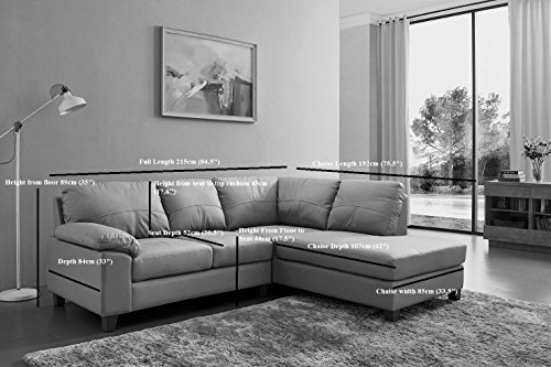 Grey Genuine Leather Corner Sofa BOSTON with USB