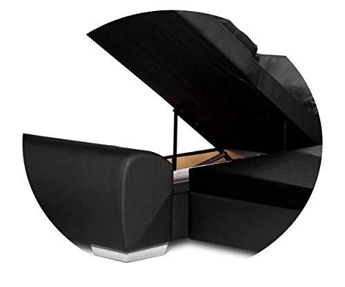Enzo Corner Sofa Bed with Storage - Black