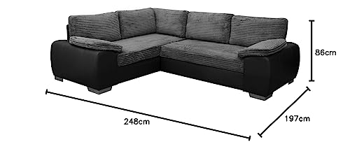 Enzo Corner Sofa Bed with Storage - Grey/Black