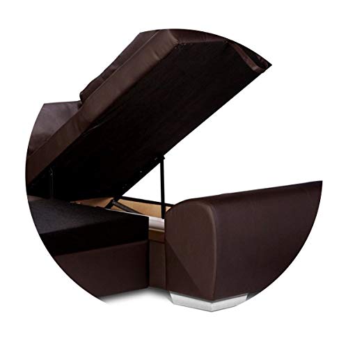 Enzo Corner Sofa Bed with Storage - Brown