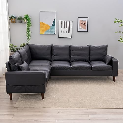 Panana Large 6-Seater Faux Leather Sectional Sofa