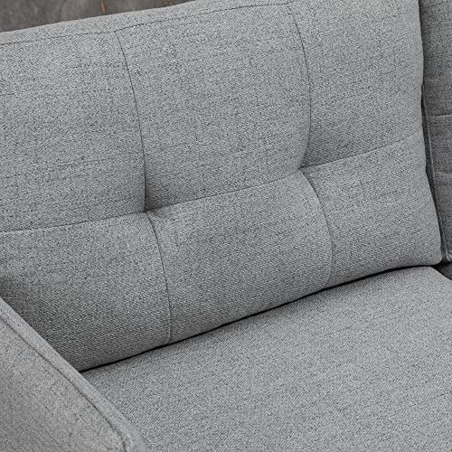 Modern Grey Button-Tufted Two-Seater Loveseat Sofa