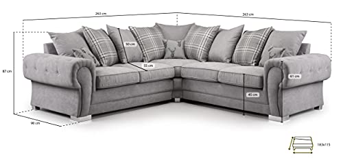Verona Grey Corner Sofa Bed - Soft Upholstered
