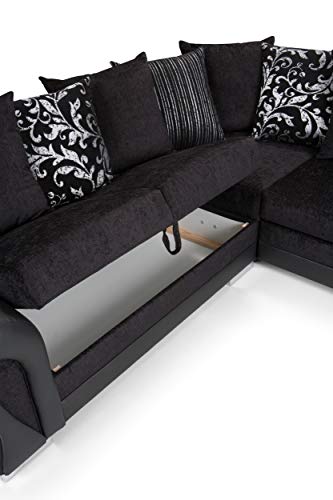 Sally Corner Sofa Bed with Storage - Black