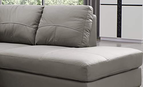 Grey Genuine Leather Corner Sofa BOSTON with USB