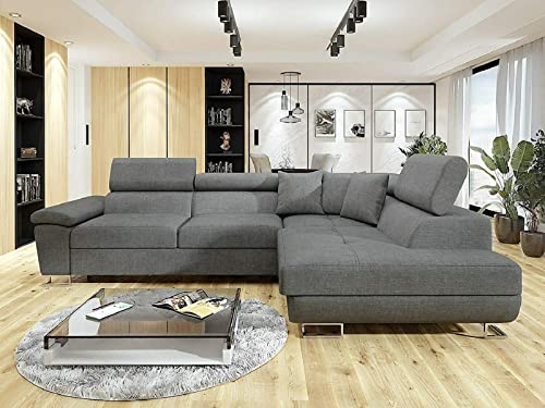 Ashbourne Grey Corner Sofa Bed with Storage