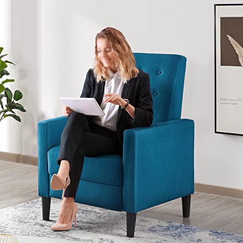 Blue Fabric Adjustable Recliner Armchair Sofa