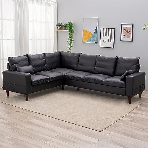 Panana Large 6-Seater Faux Leather Sectional Sofa