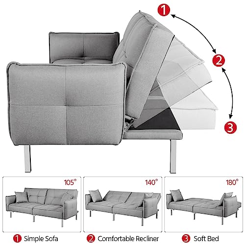 Yaheetech Modern 3-Seat Grey Click Clack Sofa
